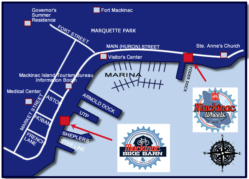Locate Mackinac Wheels and Mackinac Bike Barn